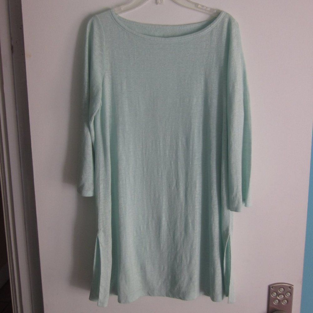 Eileen Fisher Long Knit Linen Lightweight Tunic Size XXS Pale Green 36" Bust